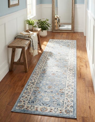 Aqua Blue Charlotte Runner Rug