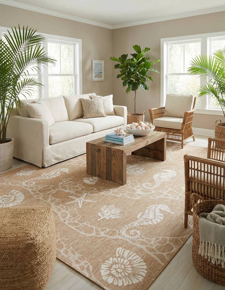 Detail image of 10' x 14'  Washable Coastal Indoor / Outdoor Rug