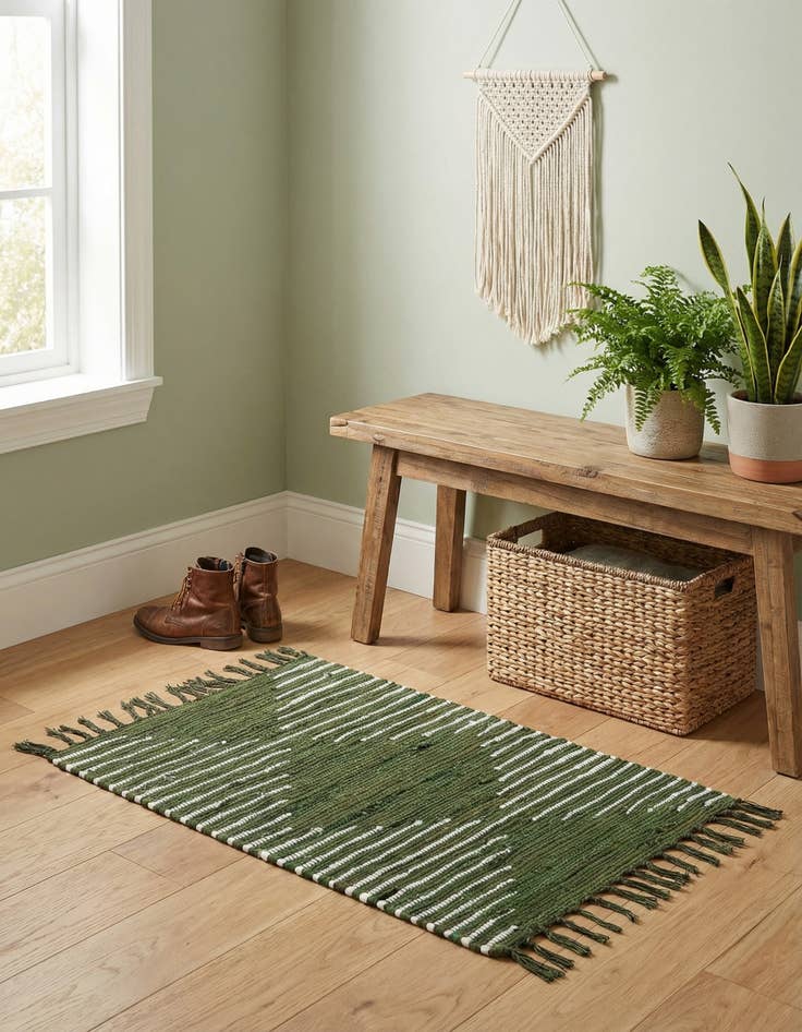 Detail image of  2' x 3' 1  Hand Woven Chindi Cotton Rug