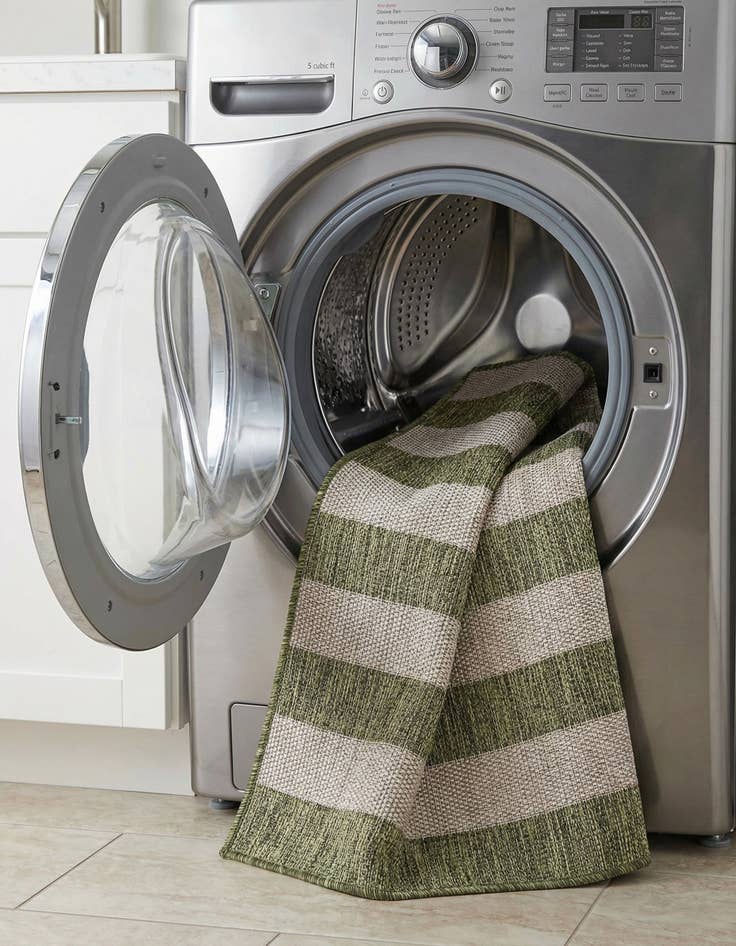 Detail image of 2' x 6'  Washable Striped Indoor / Outdoor Runner Rug