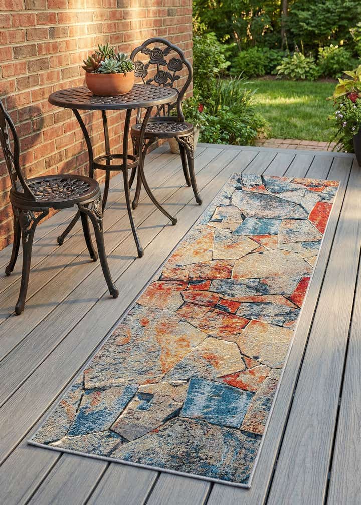 2' 7 x 10' Easy-Clean Modern Indoor / Outdoor Runner Rug