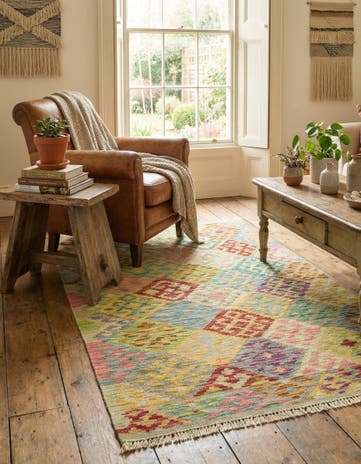 3' 6 x 5' 1 Hand Woven Kilim Maymana Wool Rug