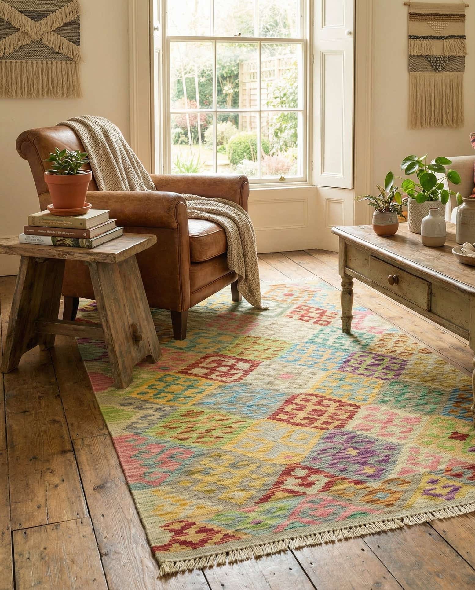3' 6 x 5' 1 Hand Woven Kilim Maymana Wool Rug