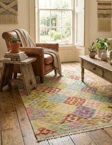 3' 6 x 5' 1 Hand Woven Kilim Maymana Wool Rug