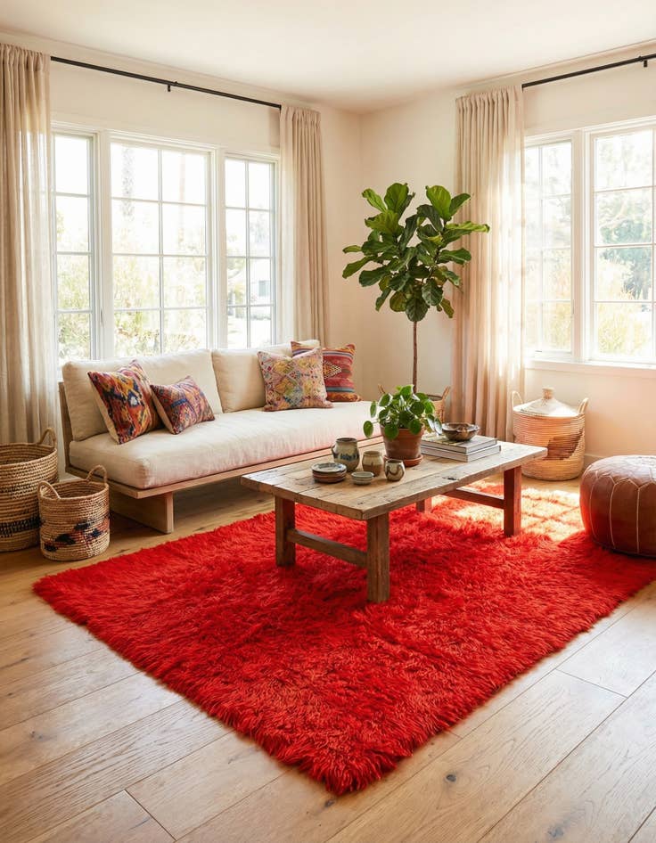 Detail image of 4' 6 x 7'  Hand Knotted Moroccan Wool Rug