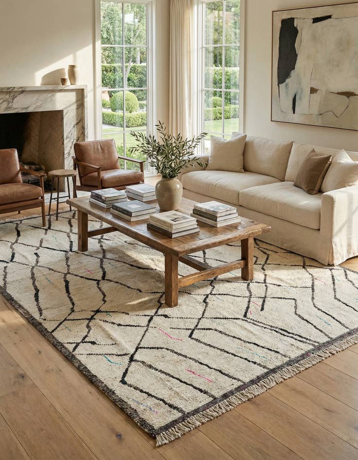 Detail image of 9' 1 x 12' 9  Hand Knotted Moroccan Wool Rug