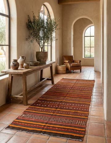 3' 8 x 10' 10 Hand Woven Kilim Fars Wool Runner Rug