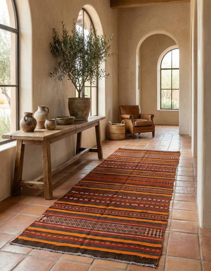 Detail image of 3' 8 x 10' 10  Hand Woven Kilim Fars Wool Runner Rug