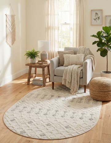 Sandy Beige Arlo Oval Rug