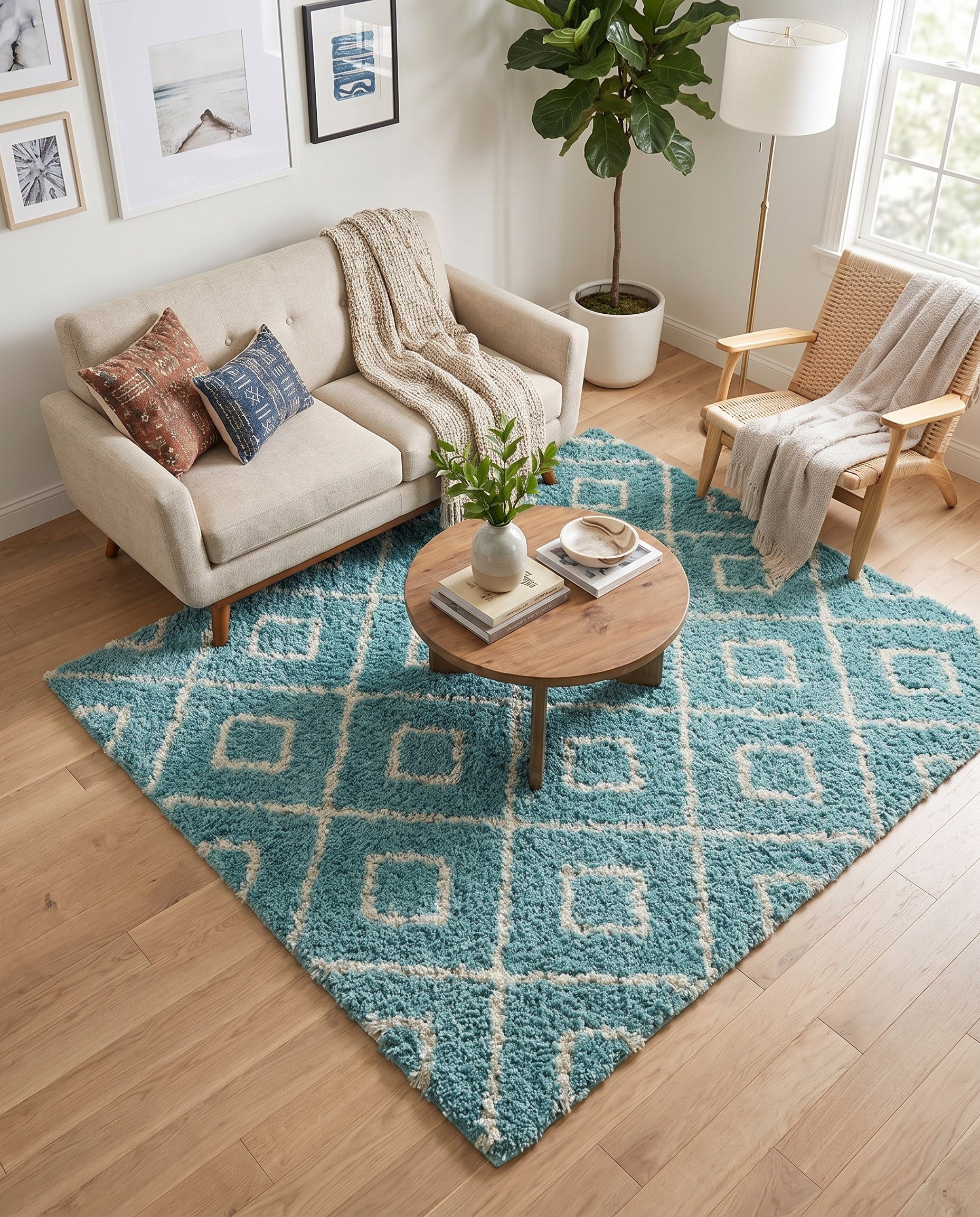 5' 3 x 5' 3 Lattice Shag Square Rug