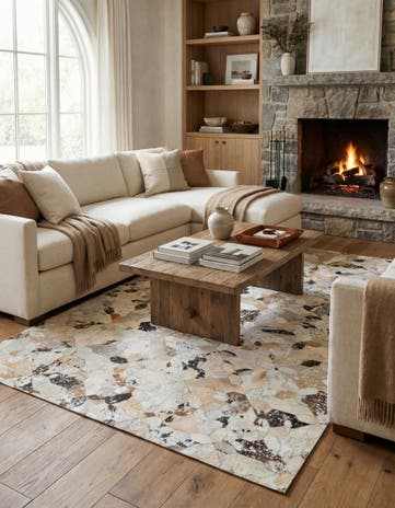 5' x 8' 1 Cowhide Leather Rug