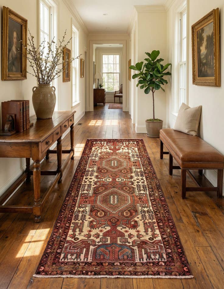 Detail image of 4' 3 x 9' 1 Hamedan Wool Runner Rug