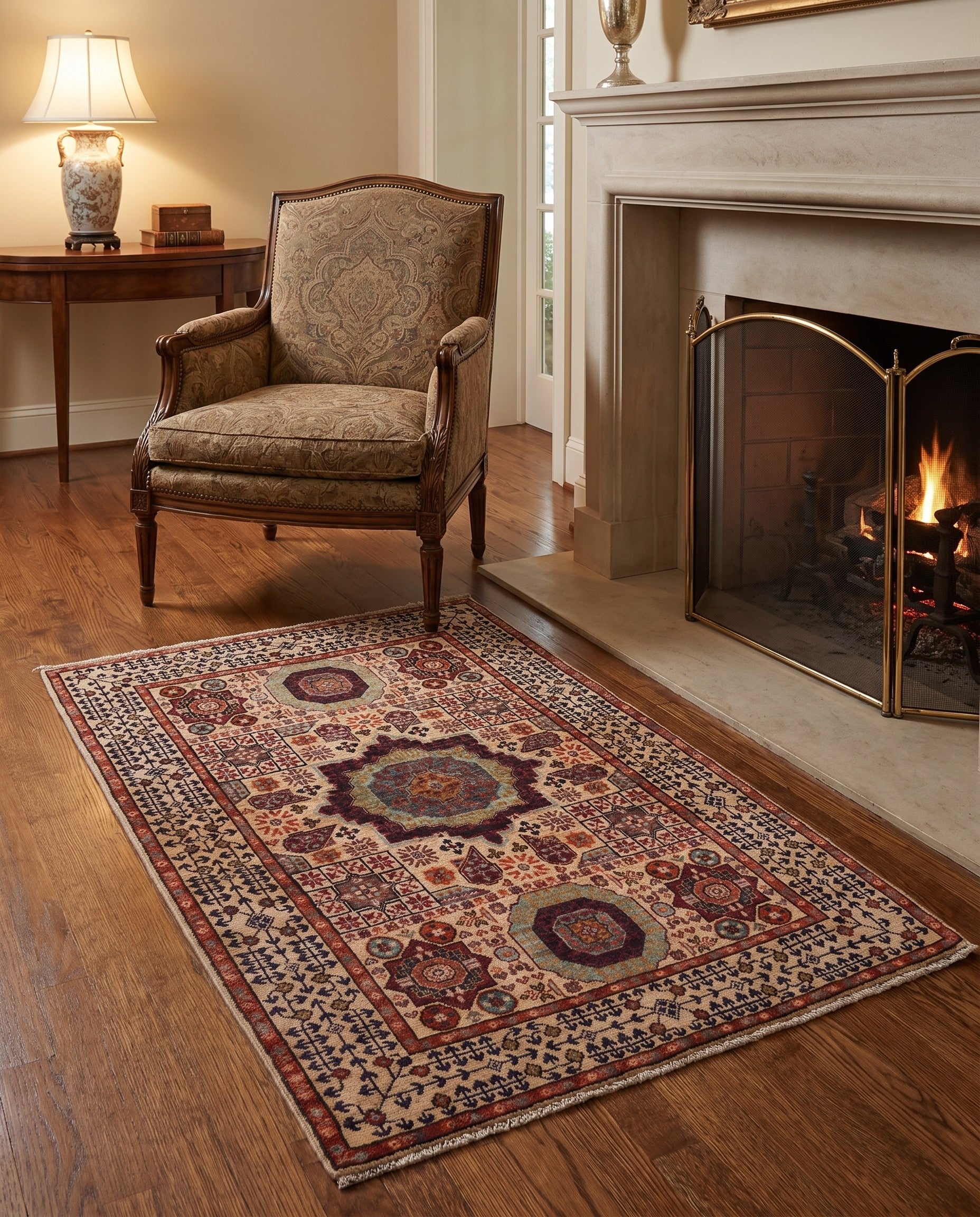 3' 6 x 5' 1 Hand Knotted Mamluk Ziegler Rug