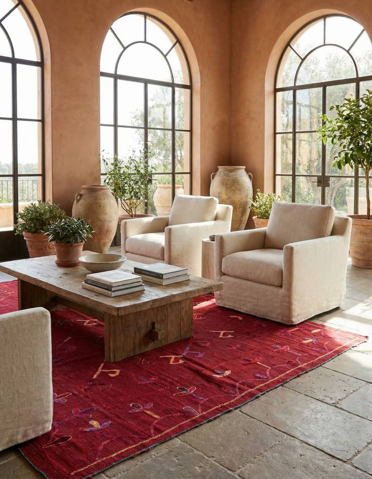 Detail image of 5' 7 x 7' 2  Hand Woven Kilim Suzani Wool Rug