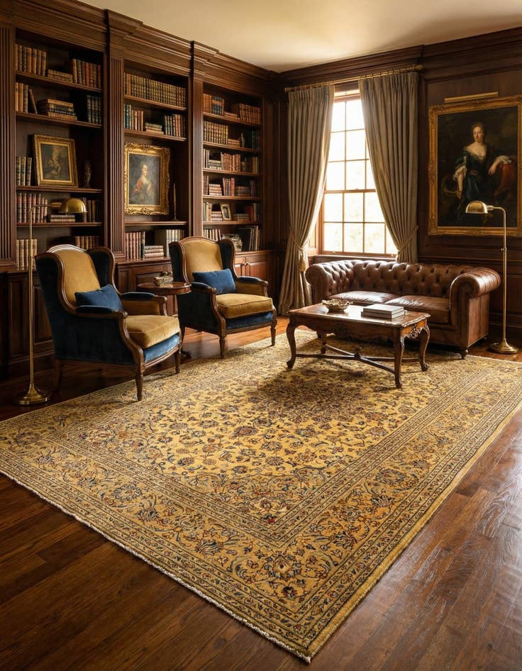 Detail image of 6' 6 x 9' 8 Kashan Wool Rug