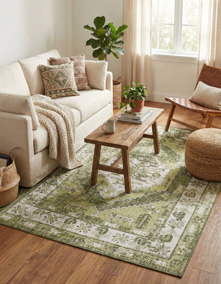 Detail image of  6' x 9'  Washable Traditional Indoor / Outdoor Rug