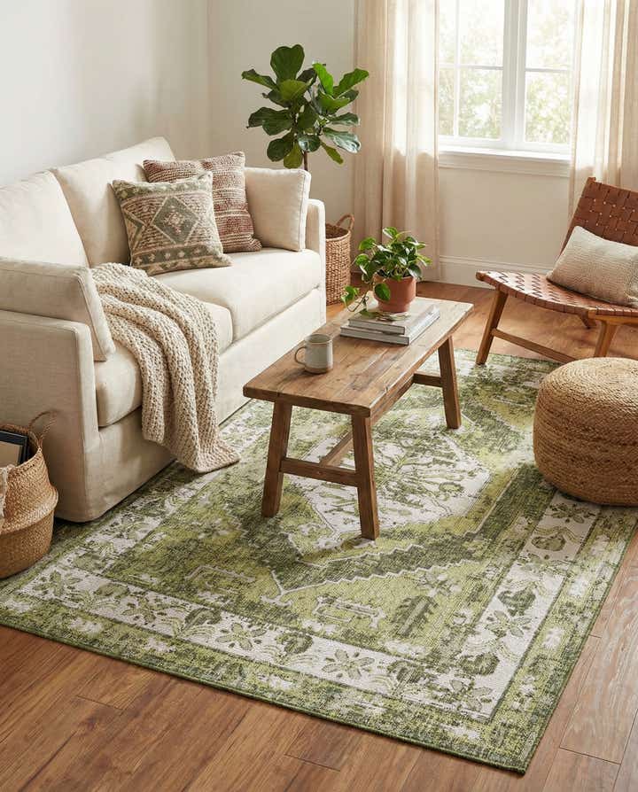 6' x 9' Easy-Clean Traditional Indoor / Outdoor Rug