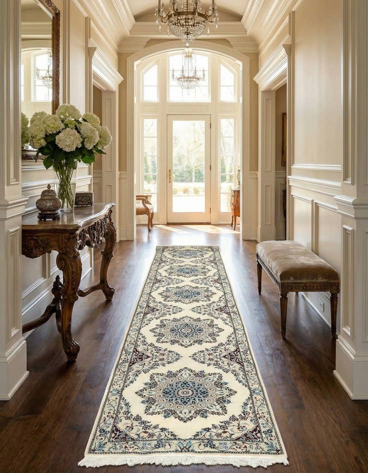 Detail image of 3' 3 x 19' 1  Hand Knotted Nain Persian Wool Runner Rug