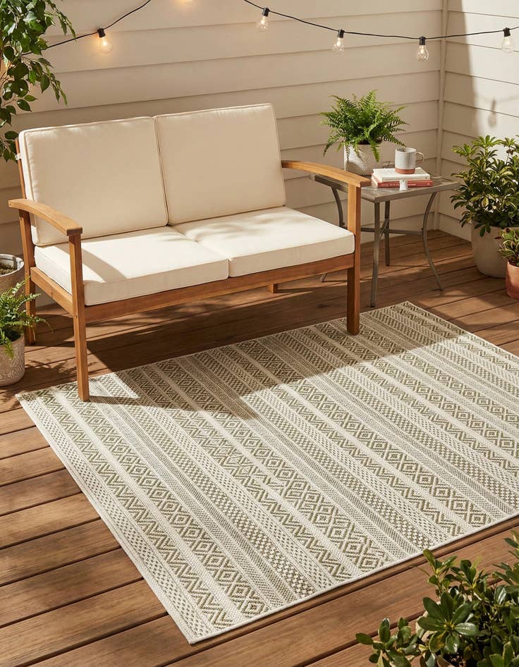 Detail image of 4' x 6' Easy-Clean Striped Indoor / Outdoor Rug