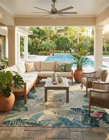 12' x 16' Easy-Clean Botanical Indoor / Outdoor Rug