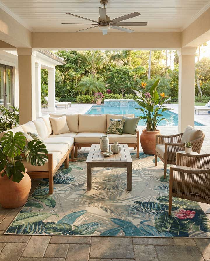 12' x 16' Easy-Clean Botanical Indoor / Outdoor Rug