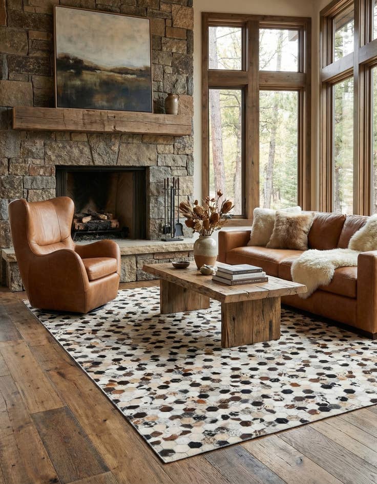 Detail image of  5' x 8' Cowhide Leather Rug