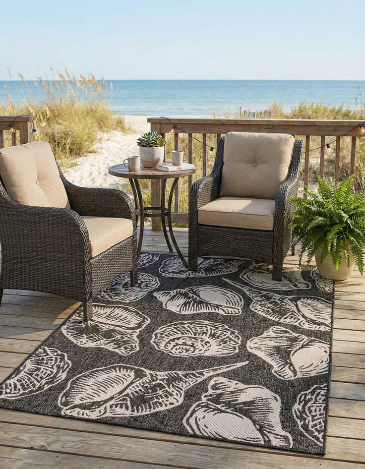 Detail image of 4' x 6'  Washable Coastal Indoor / Outdoor Rug