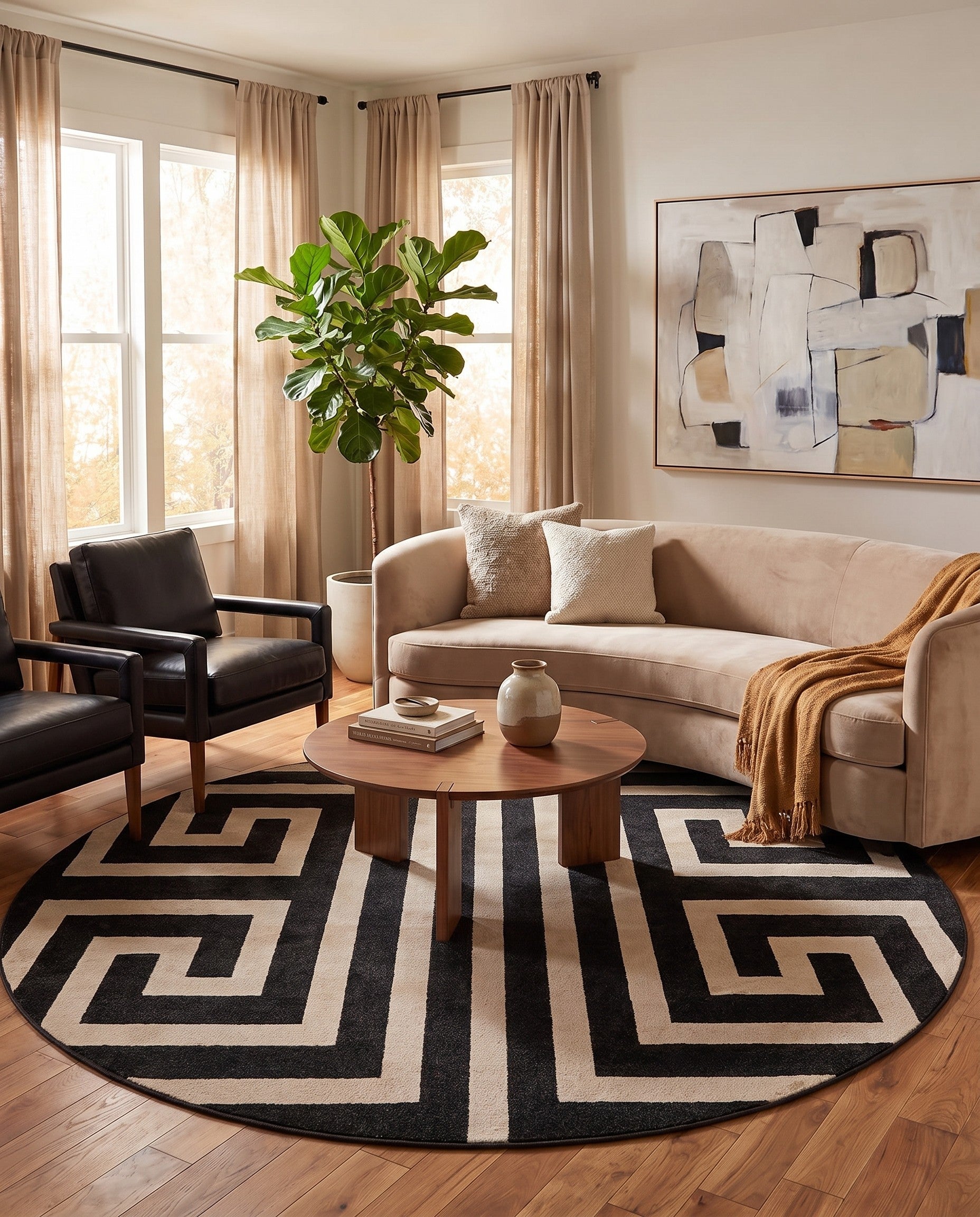 Black Hera Round Rug