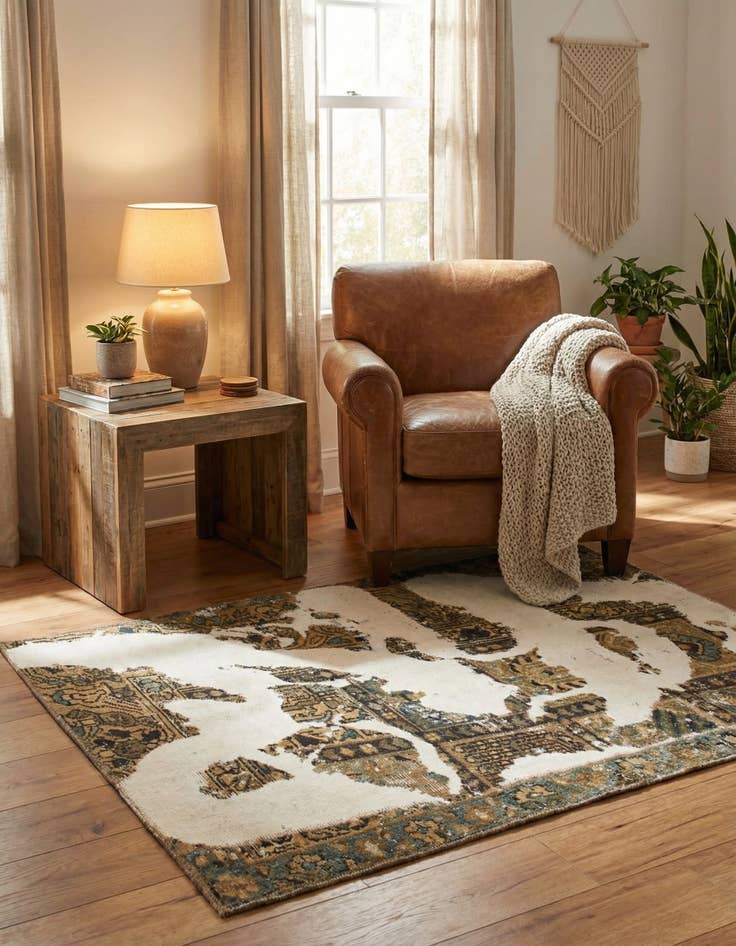 Detail image of 3' 2 x 5'  Hand Knotted Ultra Vintage Persian Wool Rug