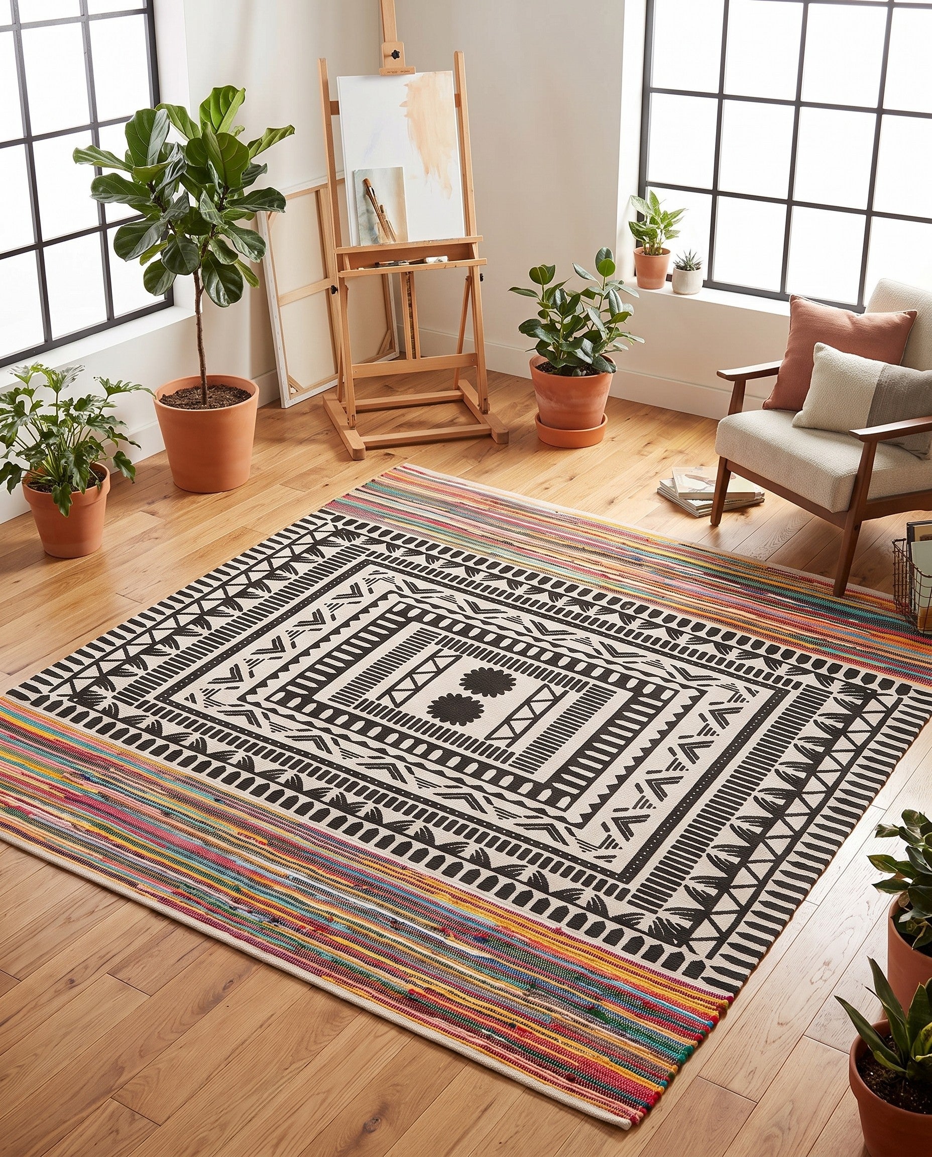 240cm x 240cm Trenzado a mano Chindi Cotton Alfombra Cuadrado