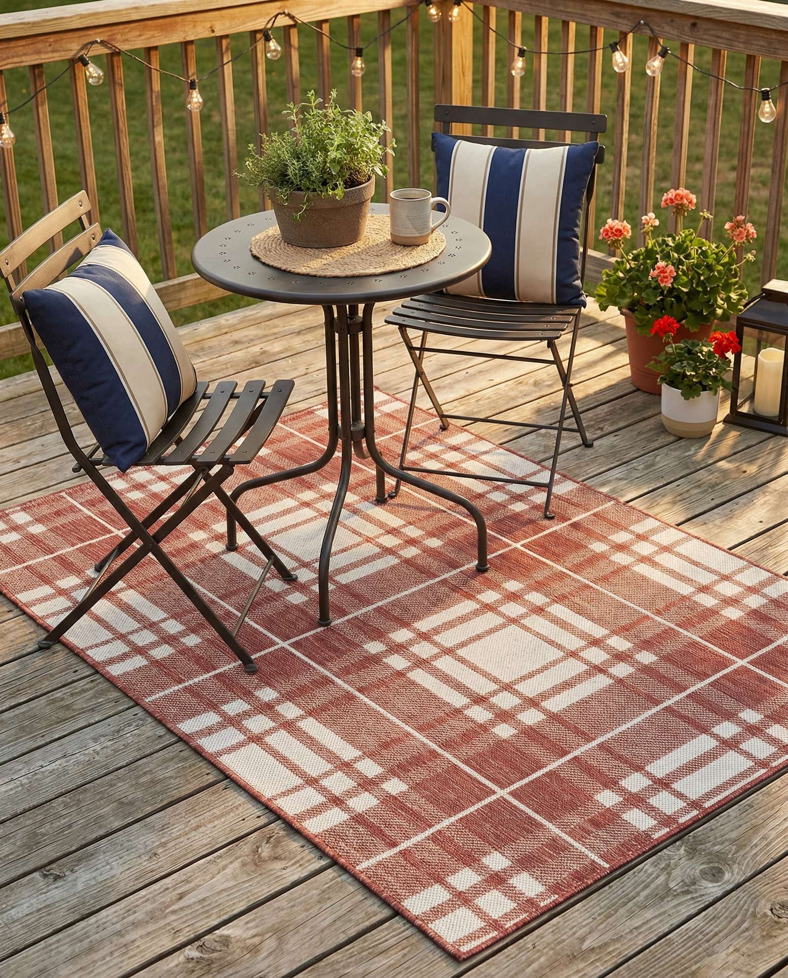 4' x 6' Easy-Clean Checkered Indoor / Outdoor Rug