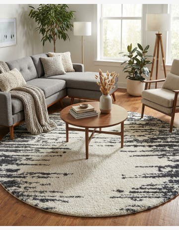 White Serenity Shag Round Rug