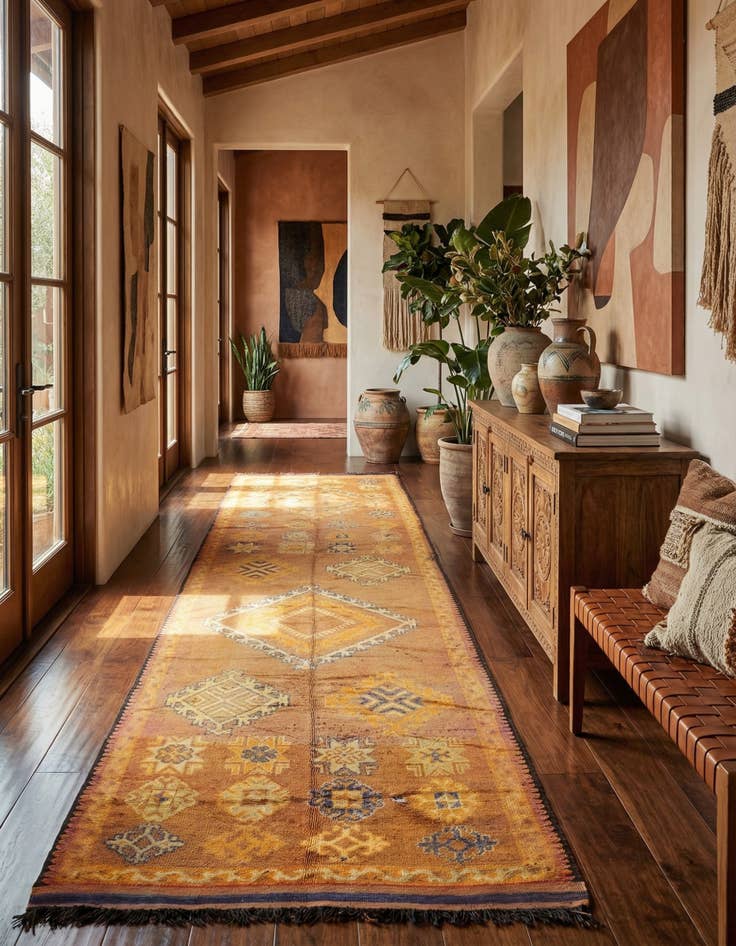 Detail image of 5' 10 x 15'  Hand Knotted Moroccan Wool Runner Rug