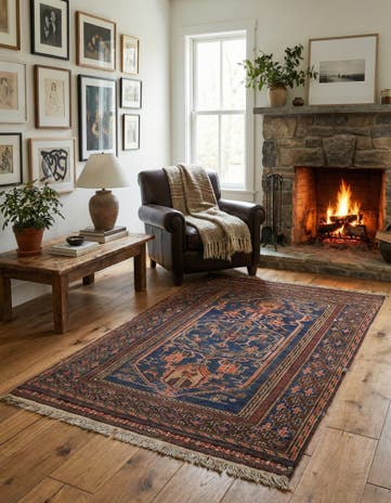 3' 8 x 6' 3 Hand Knotted Ghoochan Persian Wool Rug