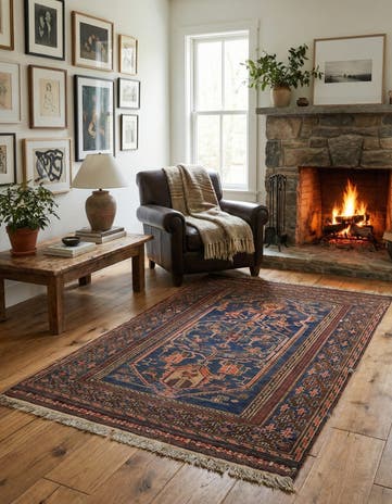 3' 8 x 6' 3 Hand Knotted Ghoochan Persian Wool Rug