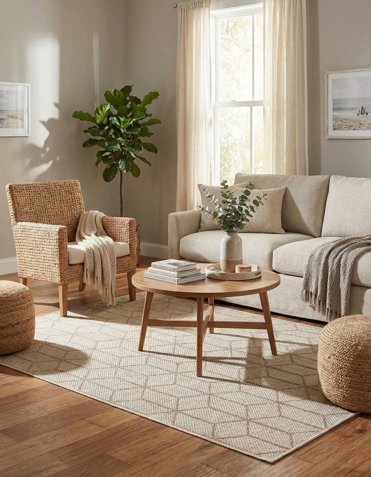 Detail image of 4' 1 x 6' 1  Washable Trellis Indoor / Outdoor Rug