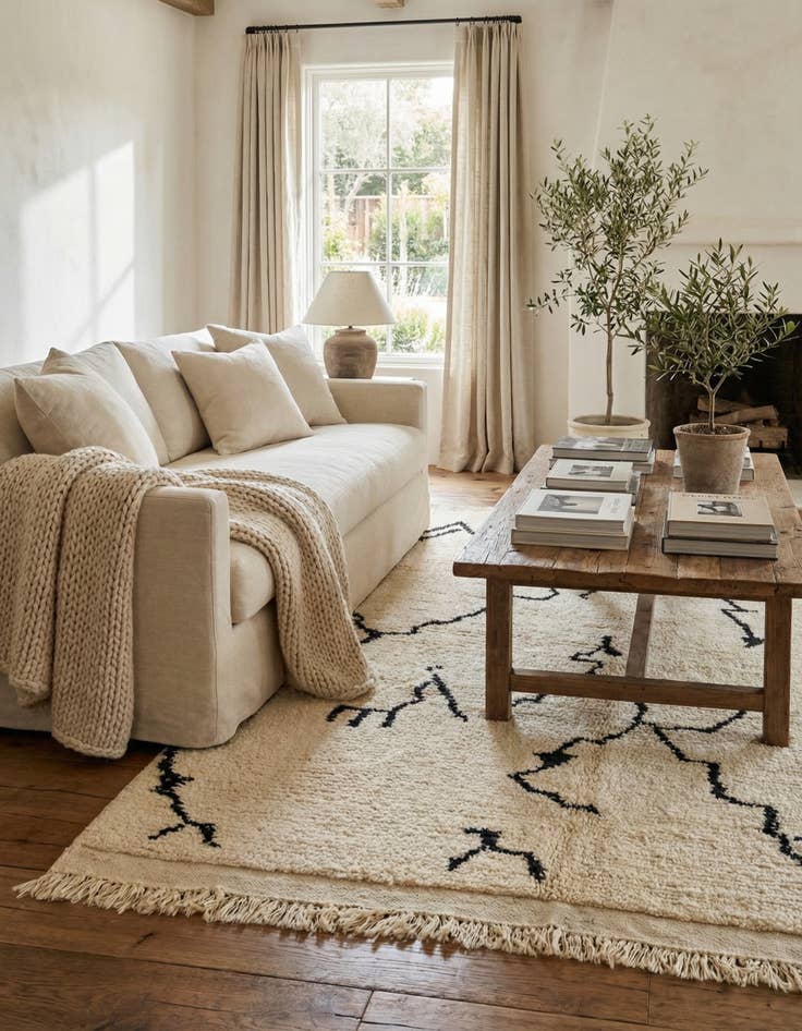 Detail image of 5' x 7'  Hand Knotted Moroccan Wool Rug