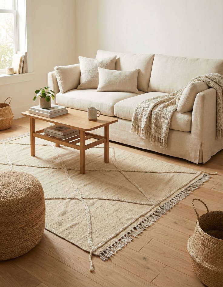 Detail image of  3' 7 x 5'  Hand Knotted Moroccan Wool Rug