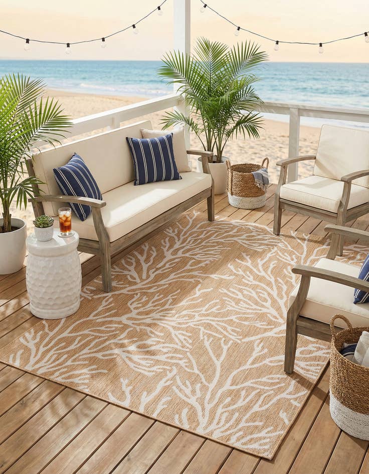 Detail image of 6' x 9'  Washable Coastal Indoor / Outdoor Rug