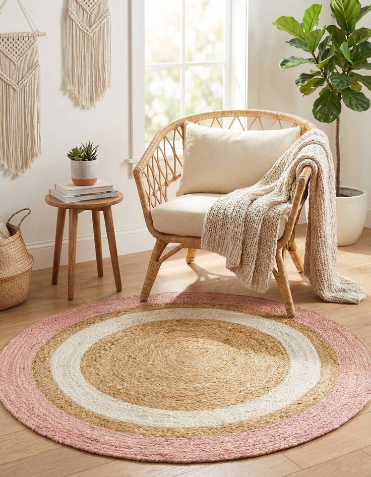 Detail image of 3' 1 x 3' 1  Hand Braided Jute Round Rug