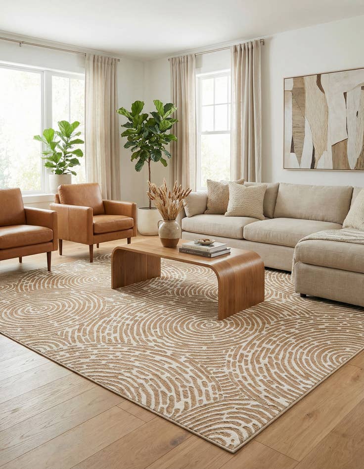 Detail image of  12' x 12'  Washable Modern Indoor / Outdoor Square Rug