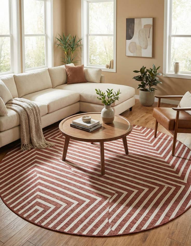 Detail image of  10' x 10'  Washable Modern Indoor / Outdoor Round Rug