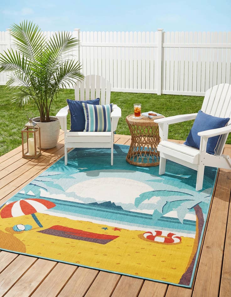 Detail image of 6' x 9'  Washable Coastal Indoor / Outdoor Rug