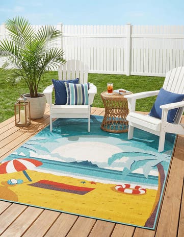 6' x 9' Easy-Clean Coastal Indoor / Outdoor Rug
