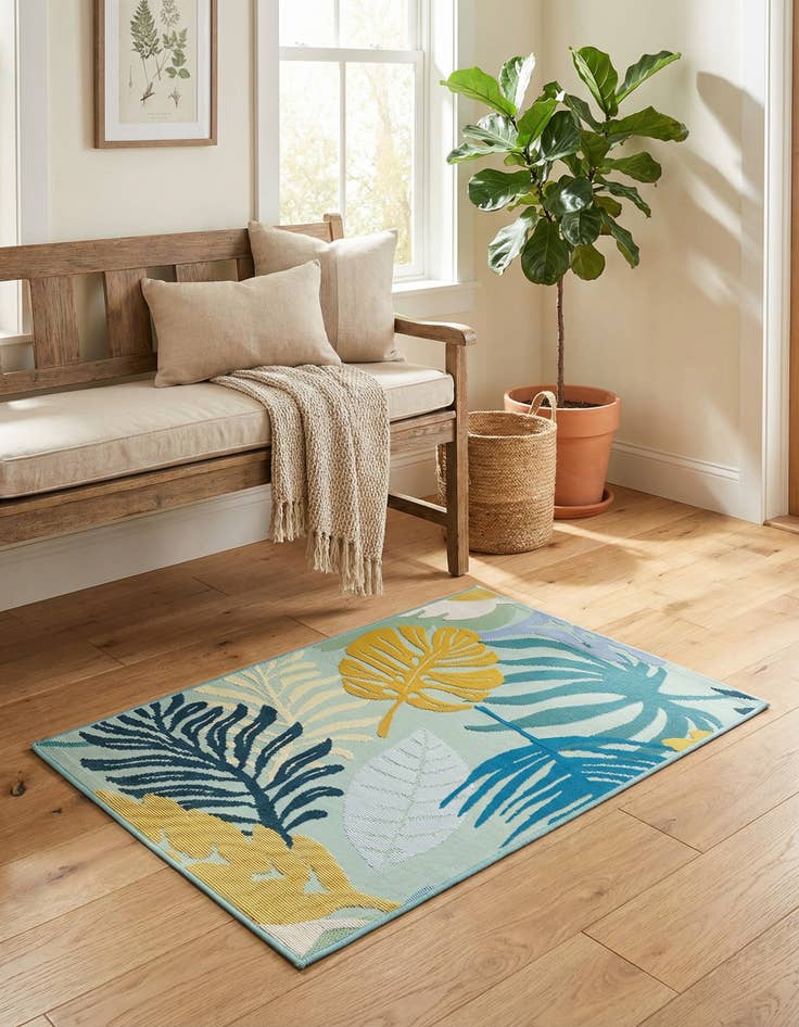 Detail image of 2' x 3'  Washable Botanical Indoor / Outdoor Rug