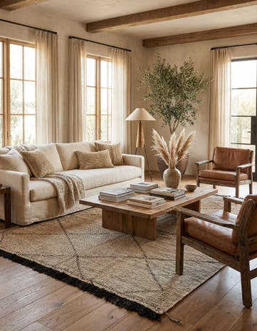 6' 1 x 7' 8 Hand Knotted Moroccan Wool Rug