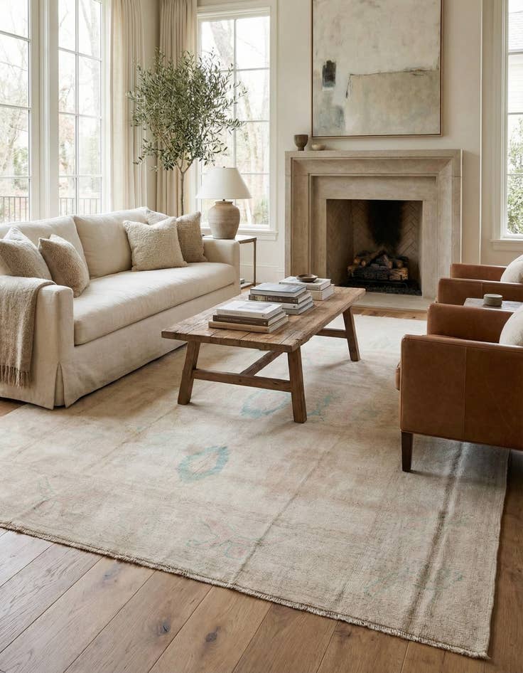 Detail image of 9' 10 x 13' 7  Hand Knotted Oushak Wool Rug