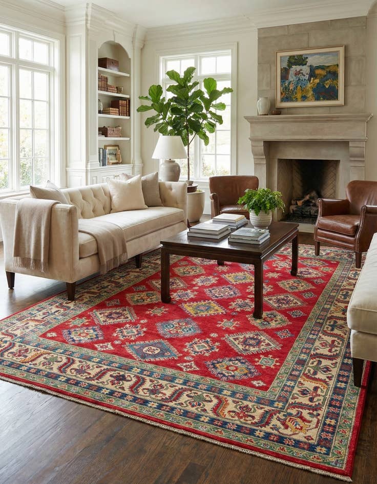 Detail image of 6' 8 x 9' 10  Hand Knotted Kazak Rug