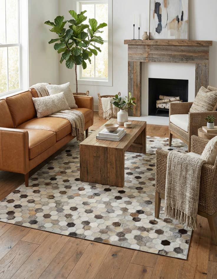 Detail image of  4' x 5' 10 Cowhide Stocks Rug