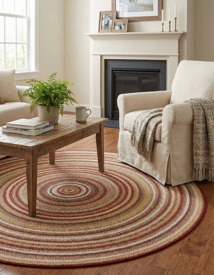 Detail image of  5' 3 x 5' 3  Washable Baja Indoor / Outdoor Round Rug